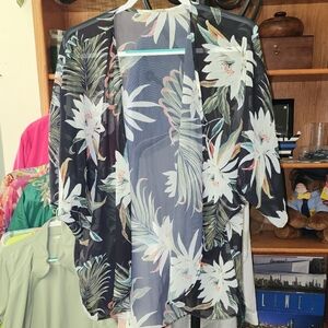 Source Unknown Floral Sheer Kimono Multicolored